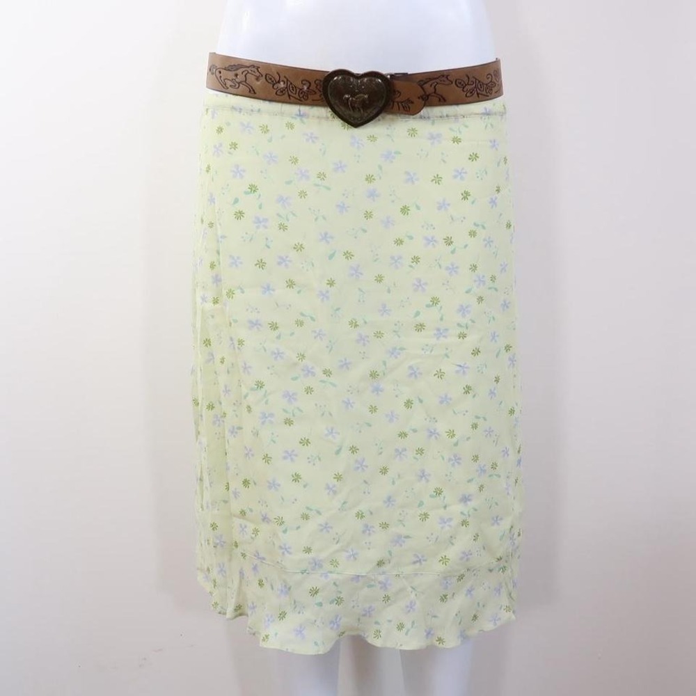Green floral midi skirt micro floral soft girl y2k